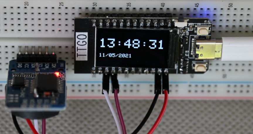 A date-time display on ESP32 using a DS3231 Real-Time Clock